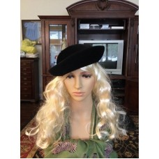 BLACK DERBY TYPE HAT WITH BY VALERIE MODES WITH RHINESTONES IMPORTED FUR  eb-64355368